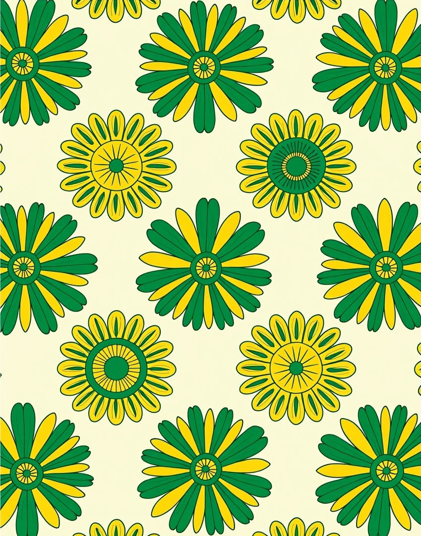 Retro Sunburst Floral Pattern Rug