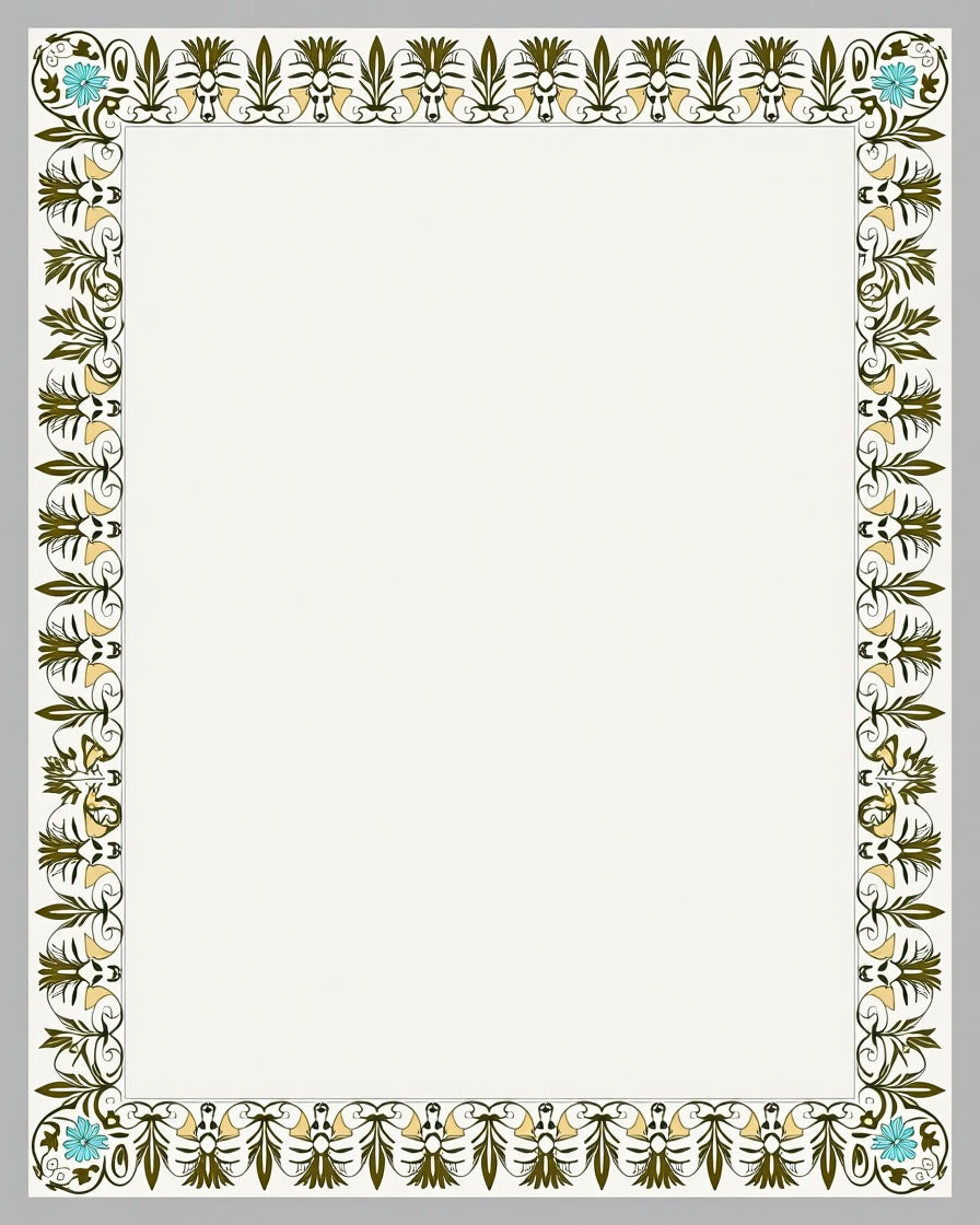 Classic Floral Swirl Border Design Rug