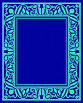 Ocean Teal Floral Scroll Frame Design Rug