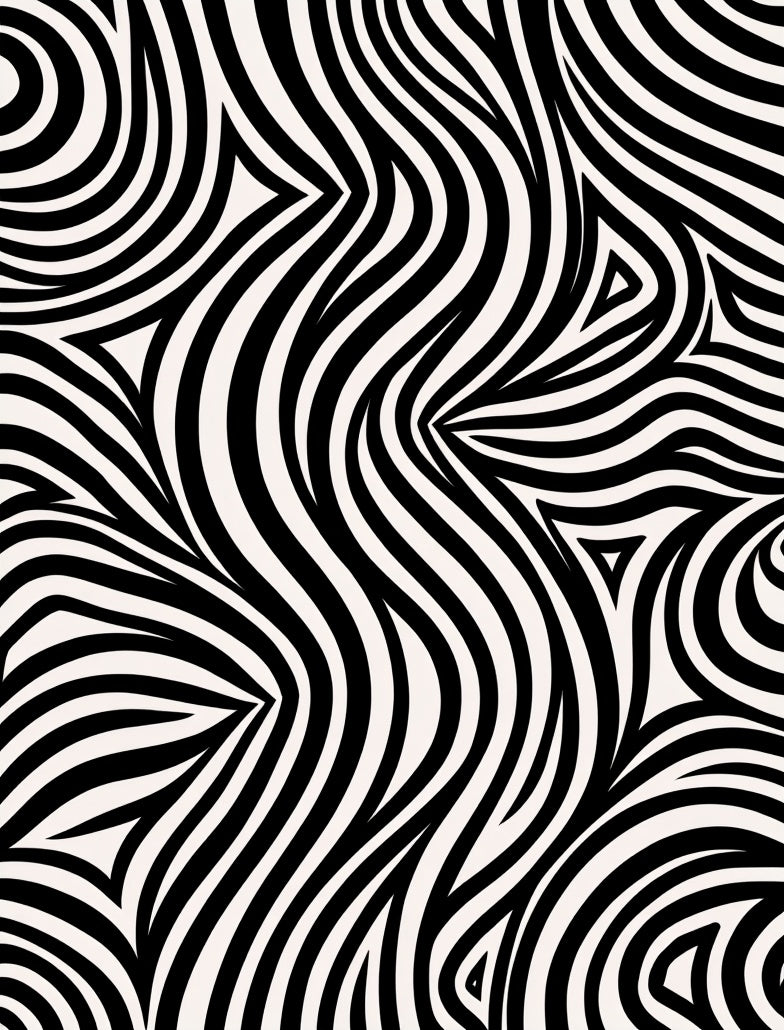 Abstract Black and White Swirl Pattern Rug