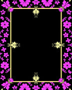 Pink Floral Golden Frame Motif Rug