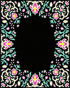 Vibrant Floral Border Pattern Design Rug