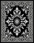 Classic Black White Floral Scroll Rug