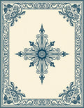 Ornate Teal Floral Medallion Pattern Rug