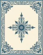 Ornate Teal Floral Medallion Pattern Rug