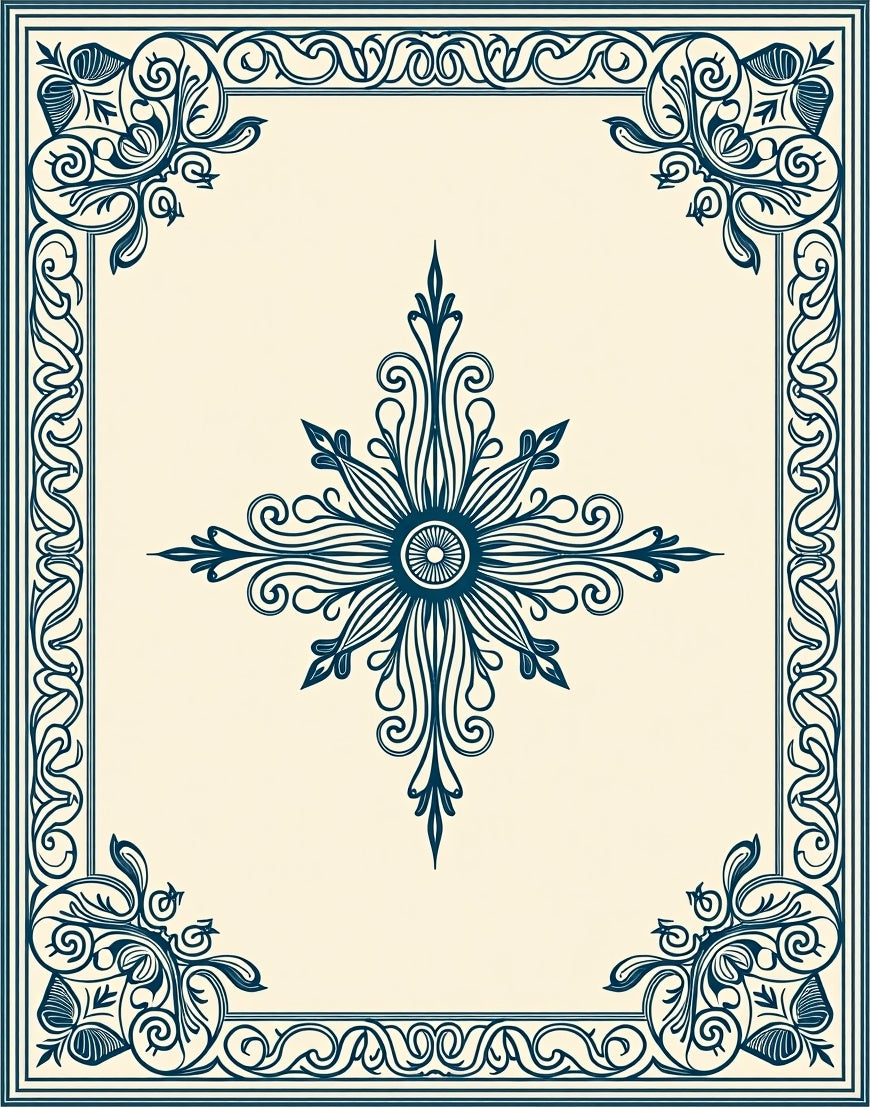 Ornate Teal Floral Medallion Pattern Rug