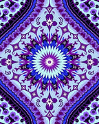 Mandala Style Purple Blue Geometric Design Rug