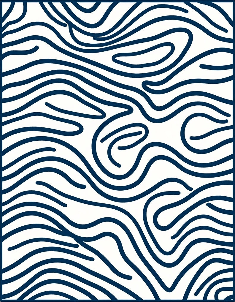 Organic Swirl Patterned Navy Rug