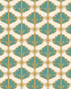 Teal Gold Art Deco Fan Pattern Rug