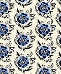 Blue Black Floral Swirl Pattern Rug