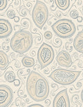 Cream Blue Organic Leaf Swirl Rug
