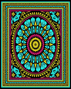 Vibrant Floral Mandala Style Pattern Rug