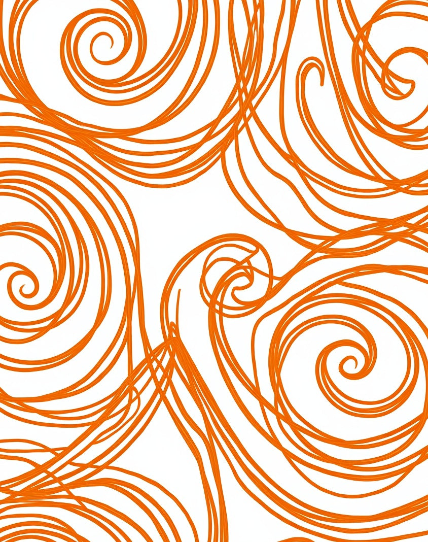 Whirling Orange Swirl Pattern Rug