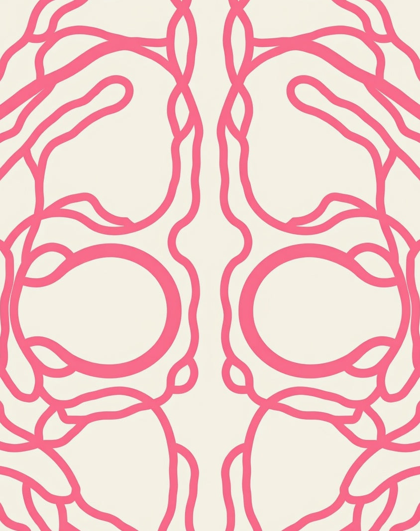Bright Pink Abstract Curving Lines Rug