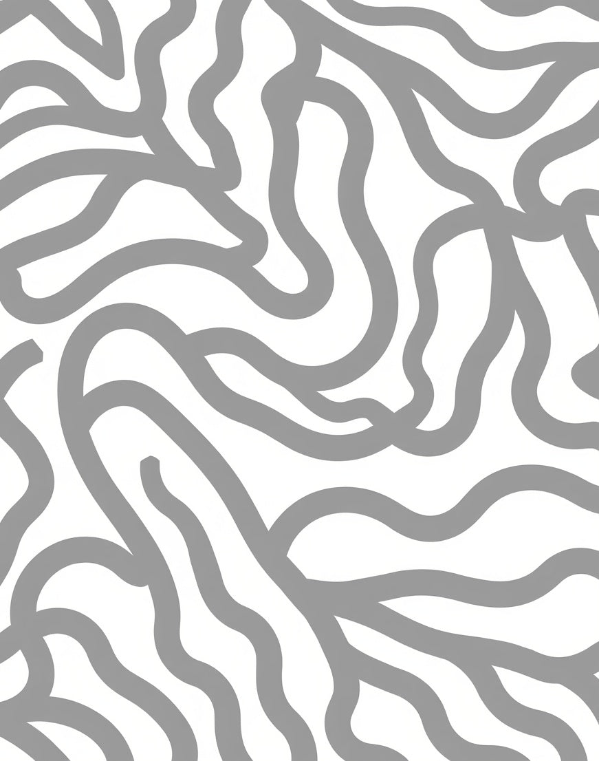 Organic Grey Wavy Lines Pattern Rug