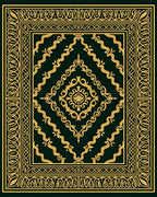 Ornate Gold Dark Green Medallion Rug