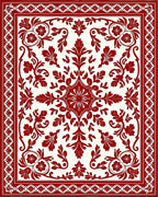Classic Red Floral Damask Rug