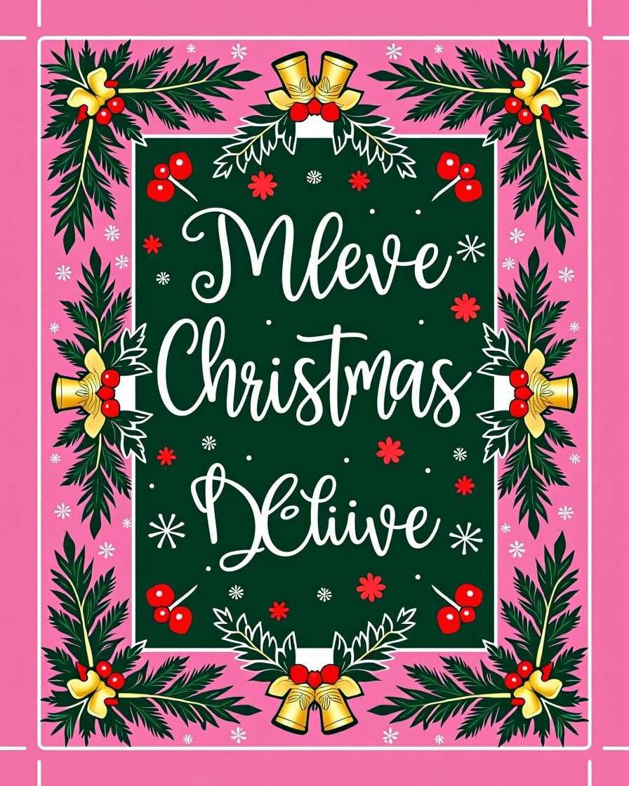 Merry Christmas Believe Holly Bells Rug