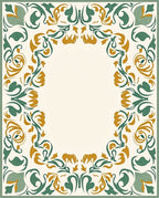 Nature Inspired Floral Scroll Design Rug