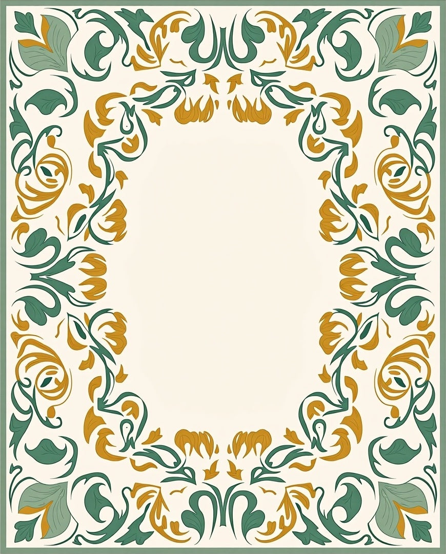 Nature Inspired Floral Scroll Design Rug