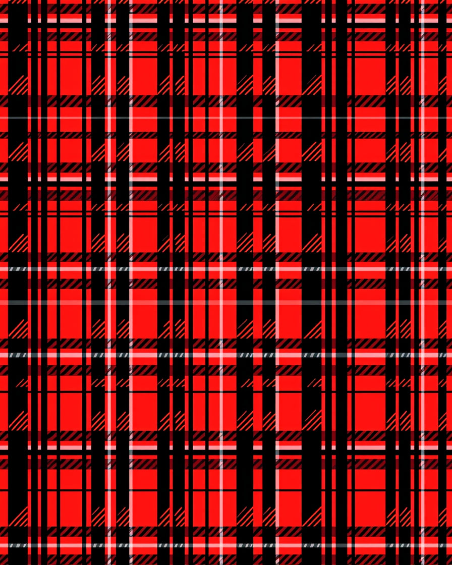 Bold Red Black Plaid Pattern Rug