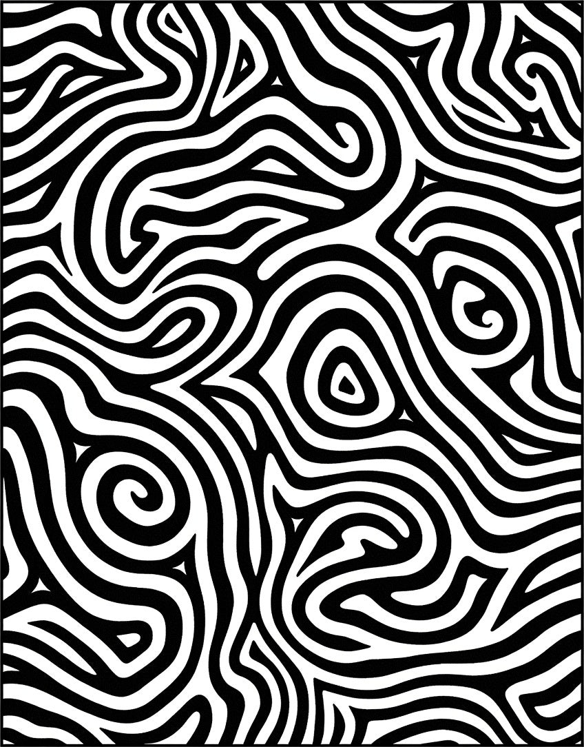 Abstract Black White Swirl Pattern Rug