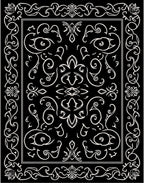 Elaborate Swirls Black White Pattern Rug