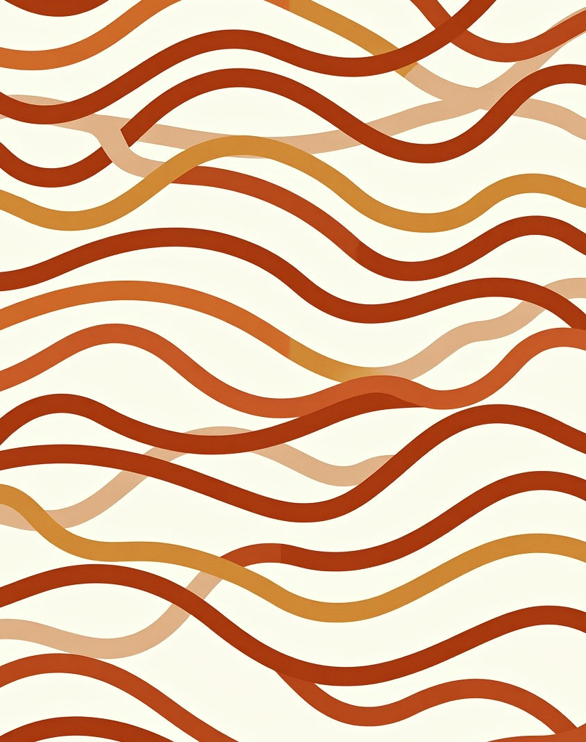 Flowing Terracotta Gold Wavy Design Rug