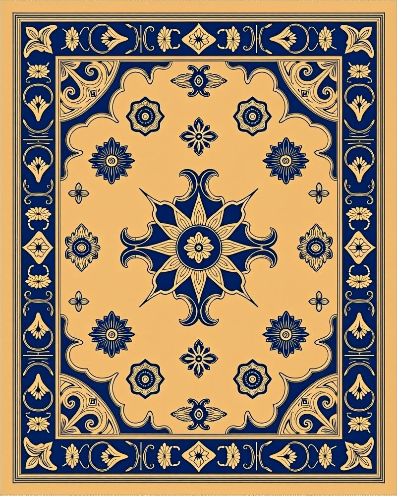 Intricate Floral Medallion Pattern Rug