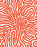 Bold Red Swirling Lines Pattern Rug