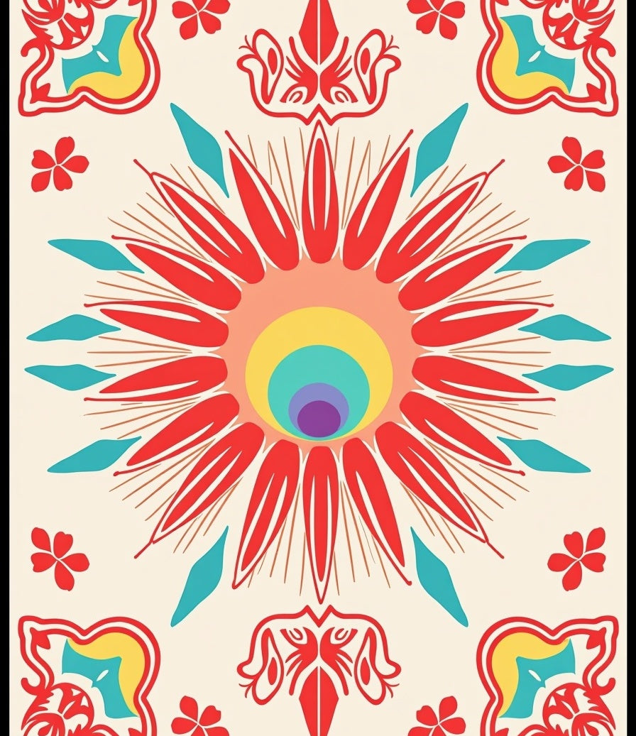Radiant Floral Jewel Tone Medallion Rug