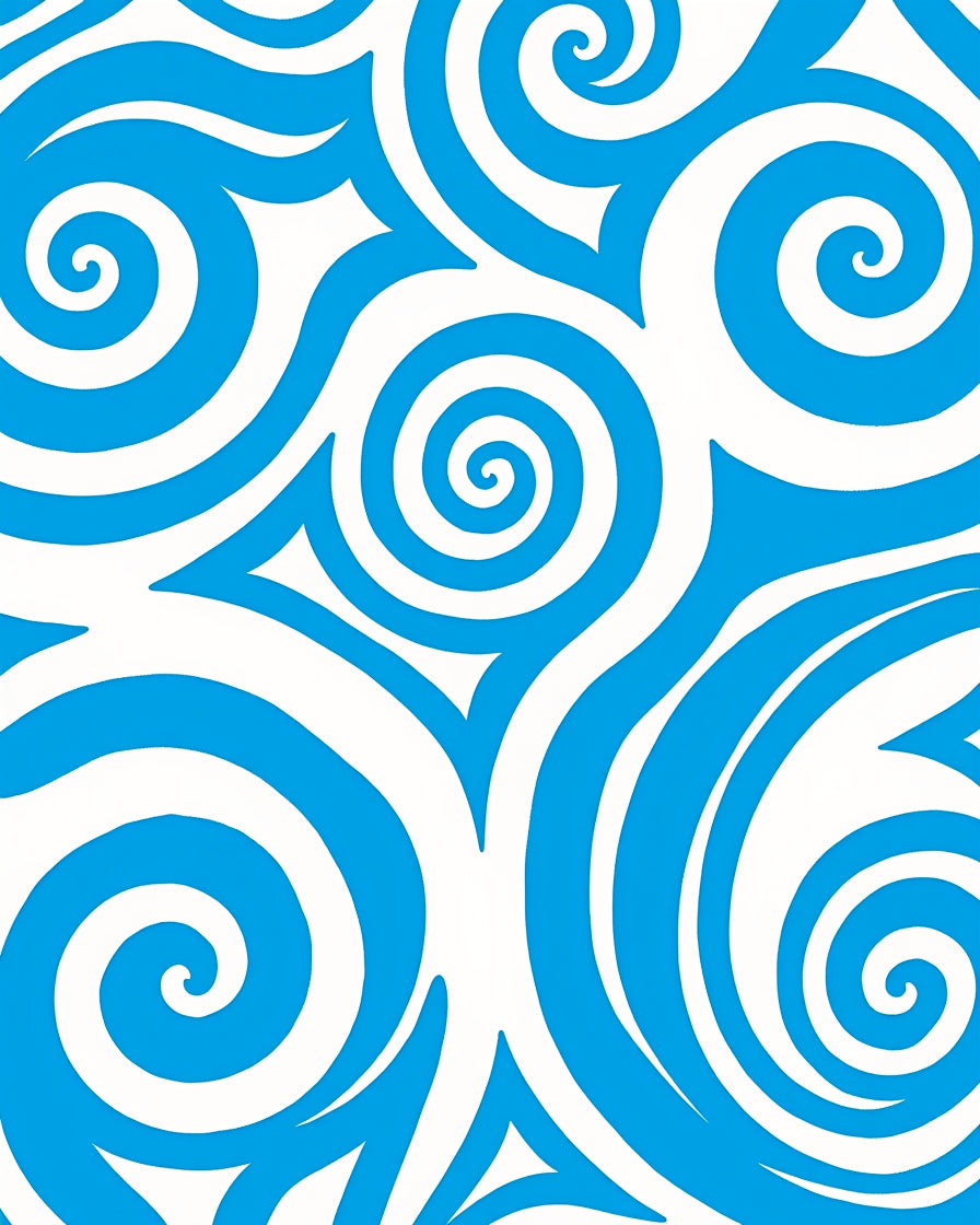 Bold Blue Swirl Pattern Design Rug