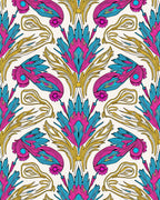 Vibrant Floral Feather Pattern Rug