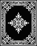 Ornate Black White Floral Design Rug