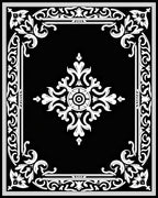 Ornate Black White Floral Design Rug