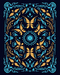 Golden Butterfly Teal Floral Medallion Rug