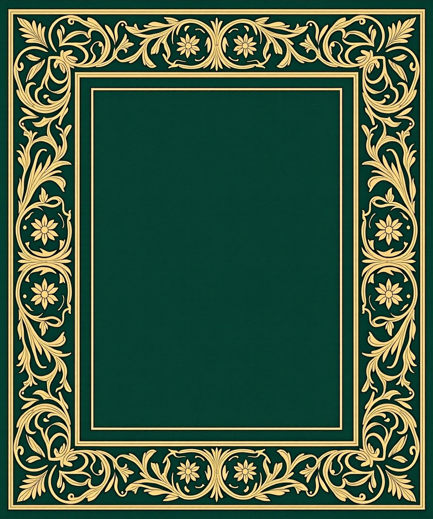 Ornate Gold Floral Border Design Rug