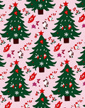 Festive Green Trees Red Accents Holiday Rug