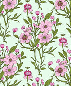 Delicate Pink Floral Vine Pattern Rug