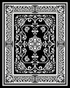 Intricate Scrollwork Floral Border Design Rug