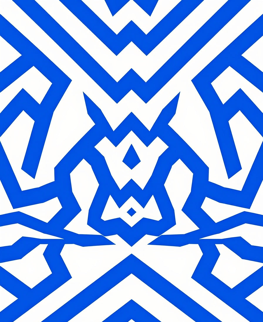 Bold Abstract Blue Geometric Design Rug