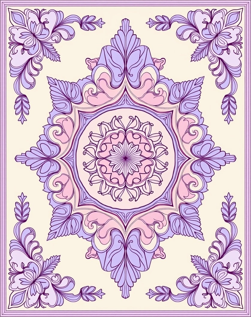 Floral Mandala With Lavender Accents Rug