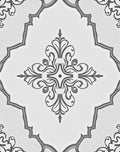 Ornate Scrollwork Grey and White Rug