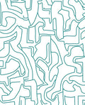 Abstract Teal Hand Drawn Lines Design Rug