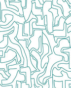 Abstract Teal Hand Drawn Lines Design Rug