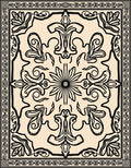 Ornate Black Cream Floral Pattern Rug
