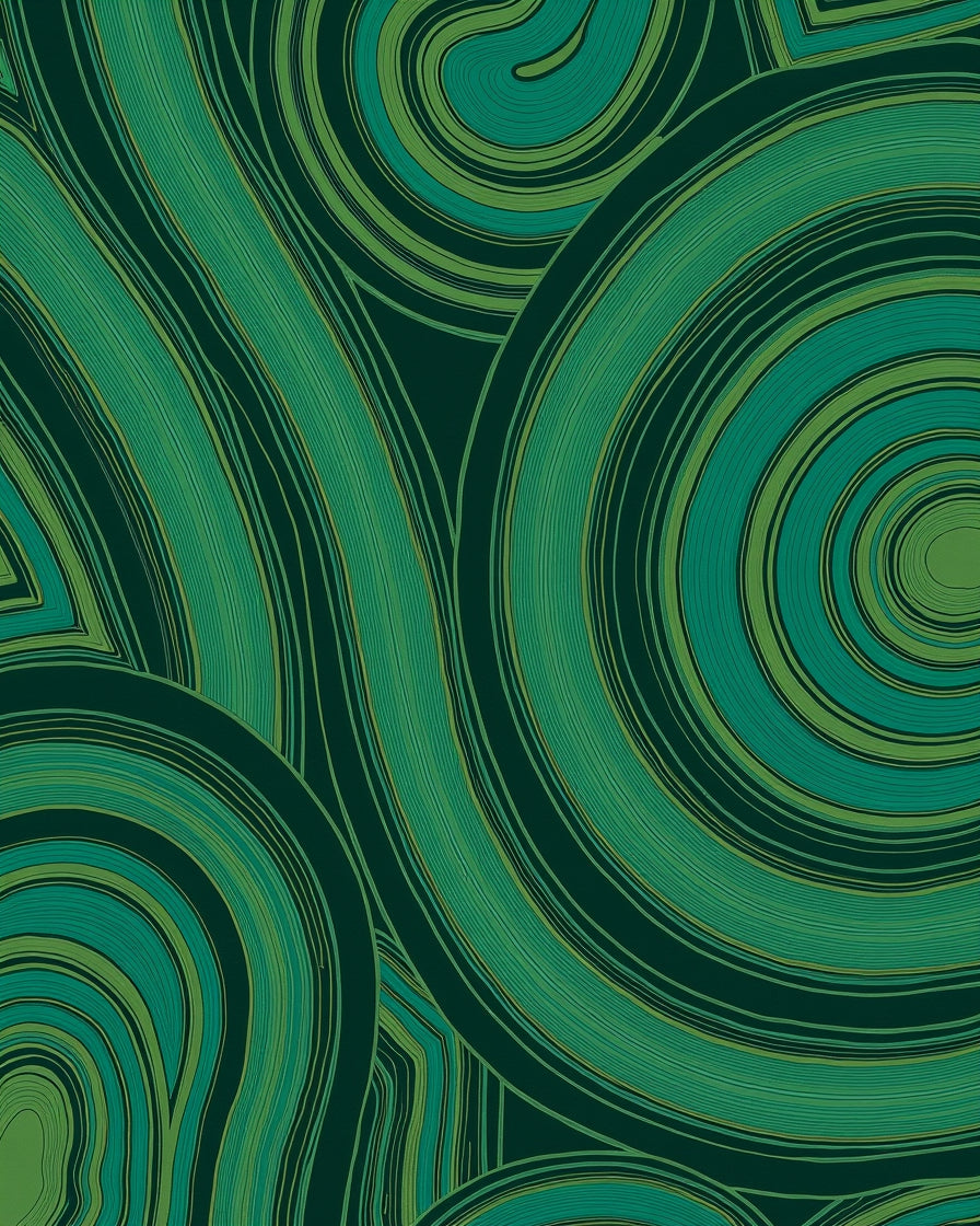 Groovy Green Swirl Abstract Pattern Rug