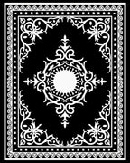 Classic Black White Floral Medallion Rug