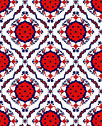 Red and Blue Floral Mandala Pattern Rug