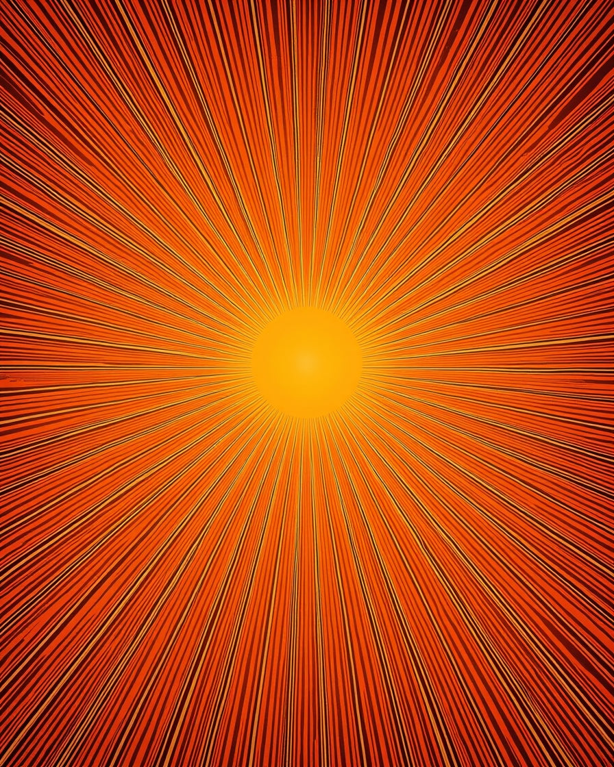 Radiant Sunburst Orange Rug Pattern Rug